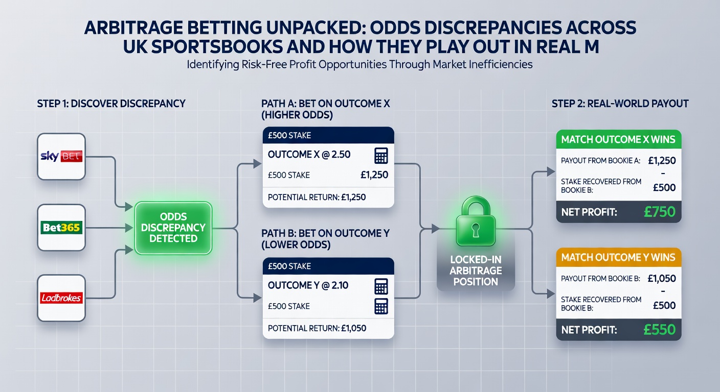 Screenshot of real-time odds comparison tool displaying arbitrage opportunity in a UK Premier League match across Bet365, William Hill, and Unibet