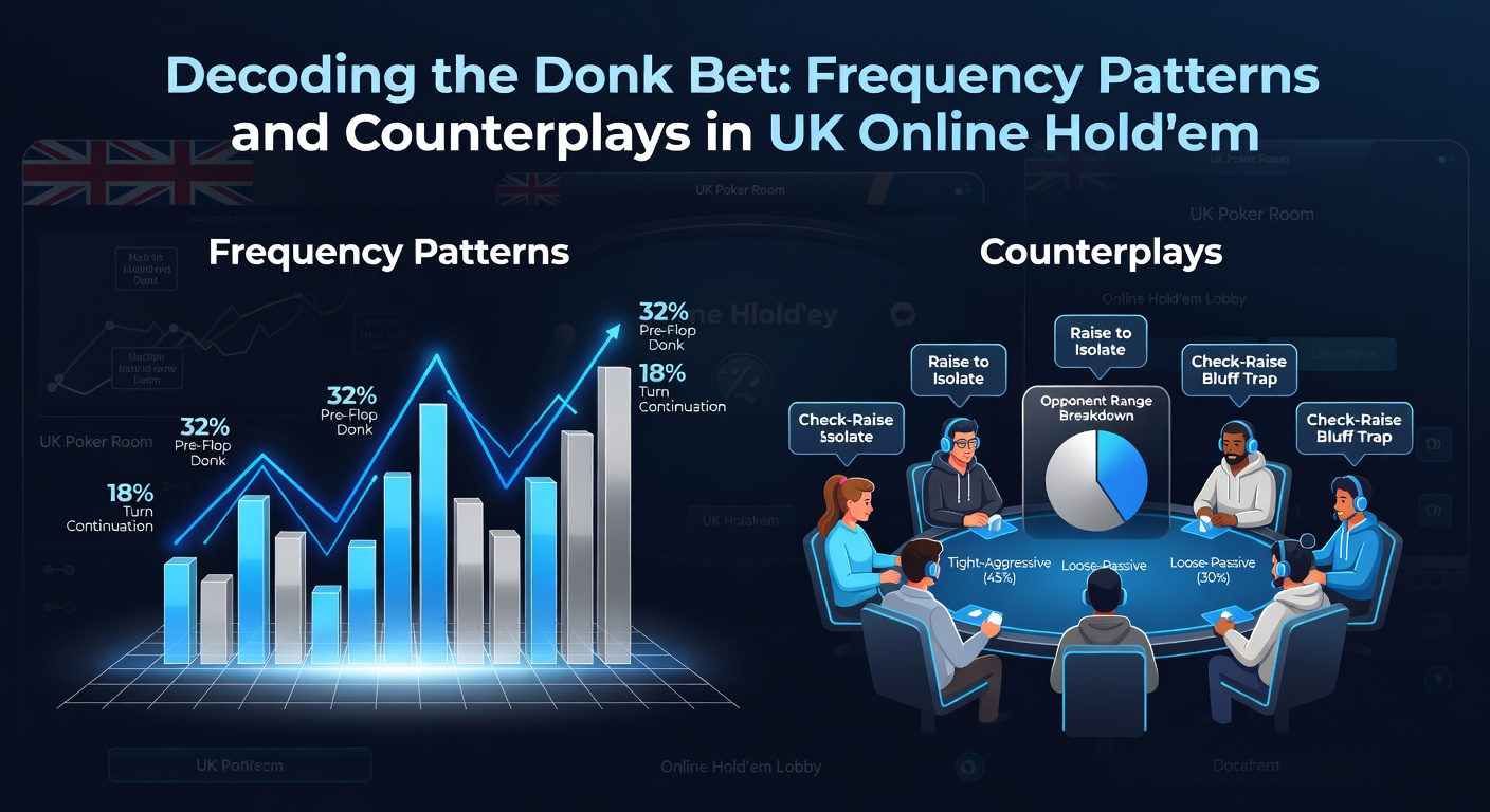Chart illustrating donk bet frequencies by stakes and board types in online Hold'em, with bars for different player pools