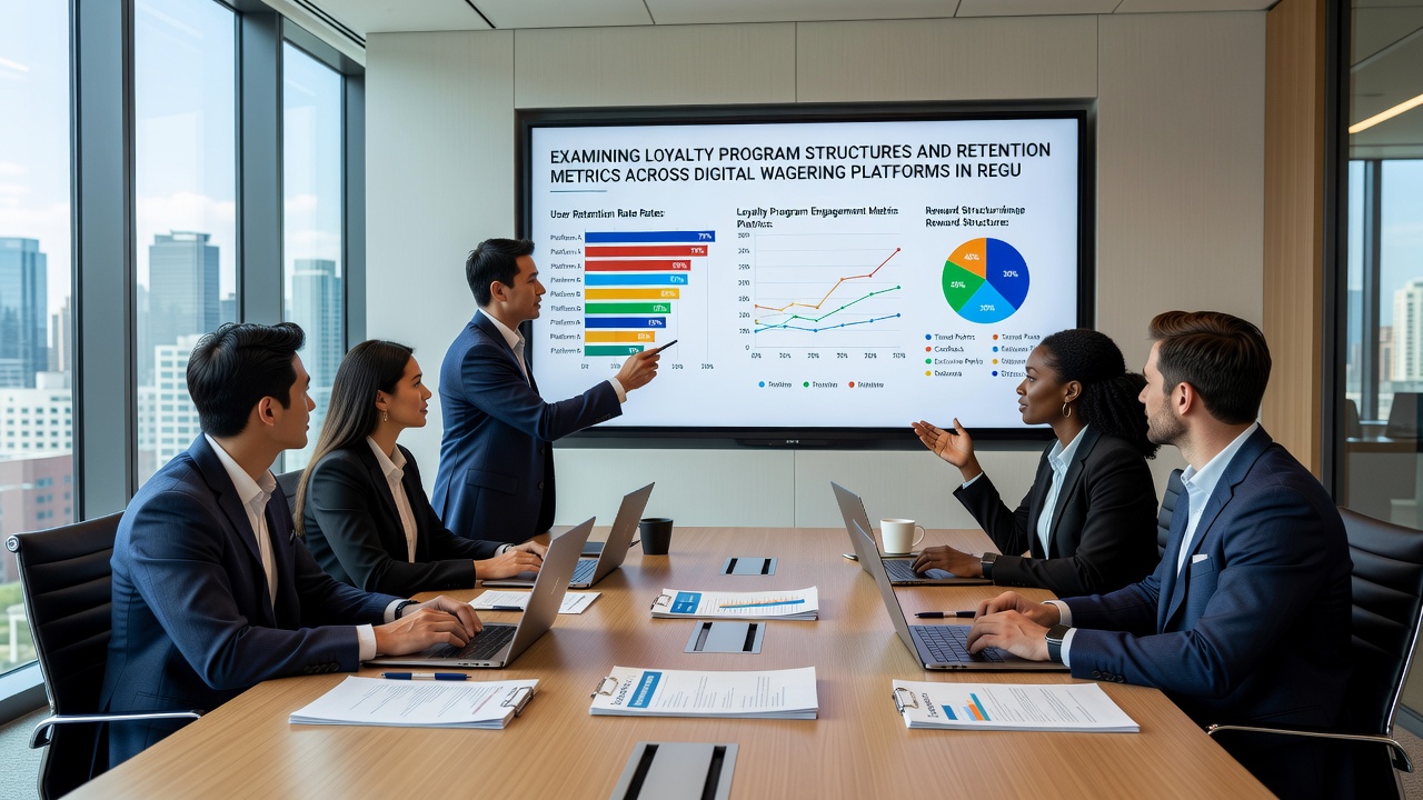 Analytics charts displaying retention rates and loyalty tier progression in digital wagering markets