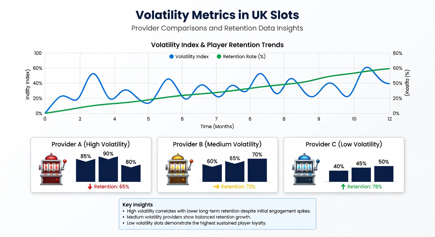 Chart showing retention curves segmented by volatility tier and leading slot suppliers